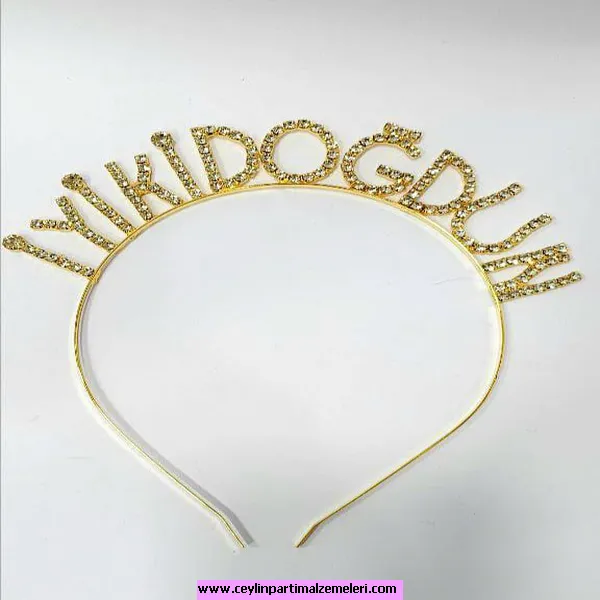 Taşlı İyi Ki Doğdun Gold Taç